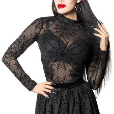 Spiderweb Mesh Mock Neck Top - Kreepsville